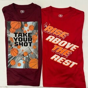 2 Boys Athletic Works Long Sleeve Basketball Graphic Shirts Size XS (4/5) NWT
